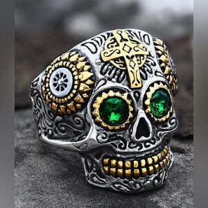 Men’s Kapala Stainless Steel Sugar Skull Ring